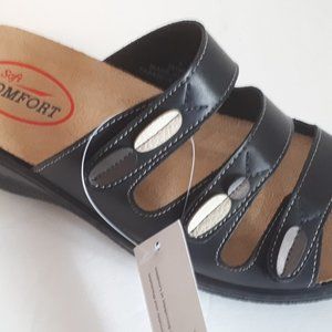 New Women's Comfort #287608 black 3 strap slide